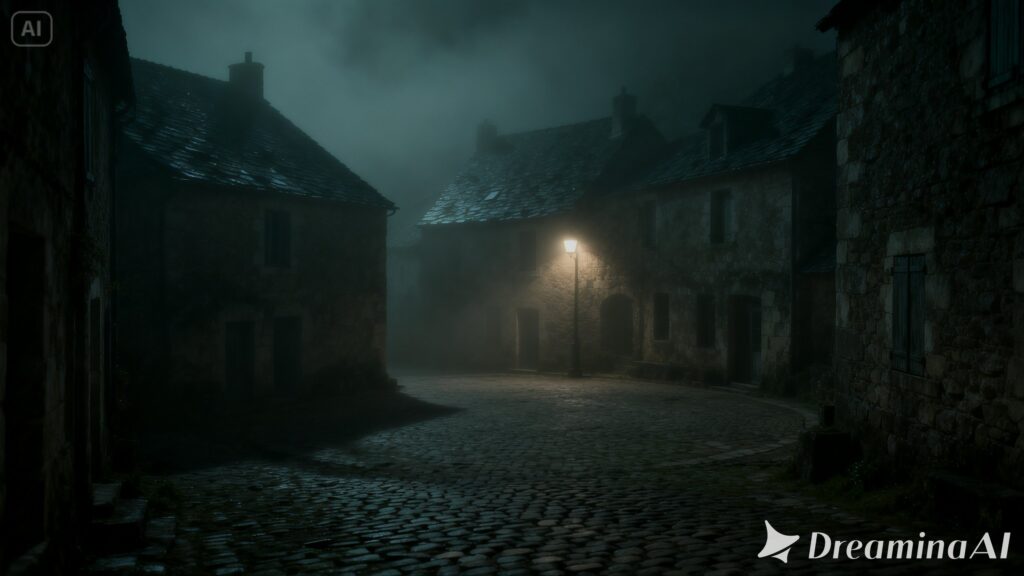 A-dark-mysterious-French-village-at-nigh