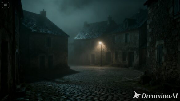 A-dark-mysterious-French-village-at-nigh